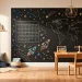 Modern kids bedroom with a multi-functional interactive chalkboard wall and cozy decor.