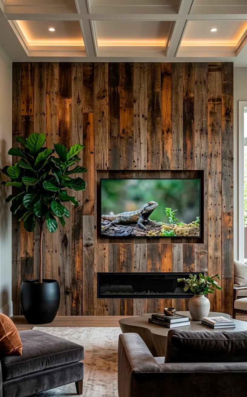 How to Use Rustic Wood for a Warm, Organic TV Wall - SpaceOfMuse