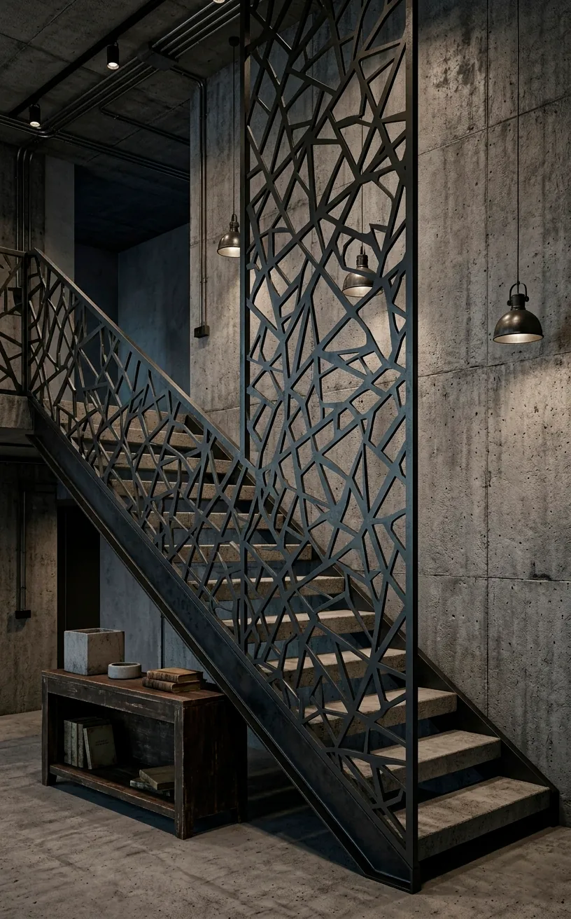 Metal Railing Geometric 10 Stunning Geometric Laser-Cut Metal Railing Ideas for Your Stairs ...