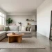 A stylish living room with a subtle workout zone integrated into a modern decor layout.