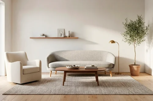Sleek and minimalist small living room featuring modern furniture and natural light