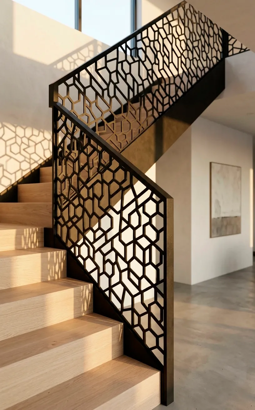 Metal Railing Geometric 10 Stunning Geometric Laser-Cut Metal Railing Ideas for Your Stairs ...