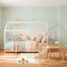 Bright and airy small kids bedroom featuring natural sunlight, soft pastel colors, and smart space-saving design