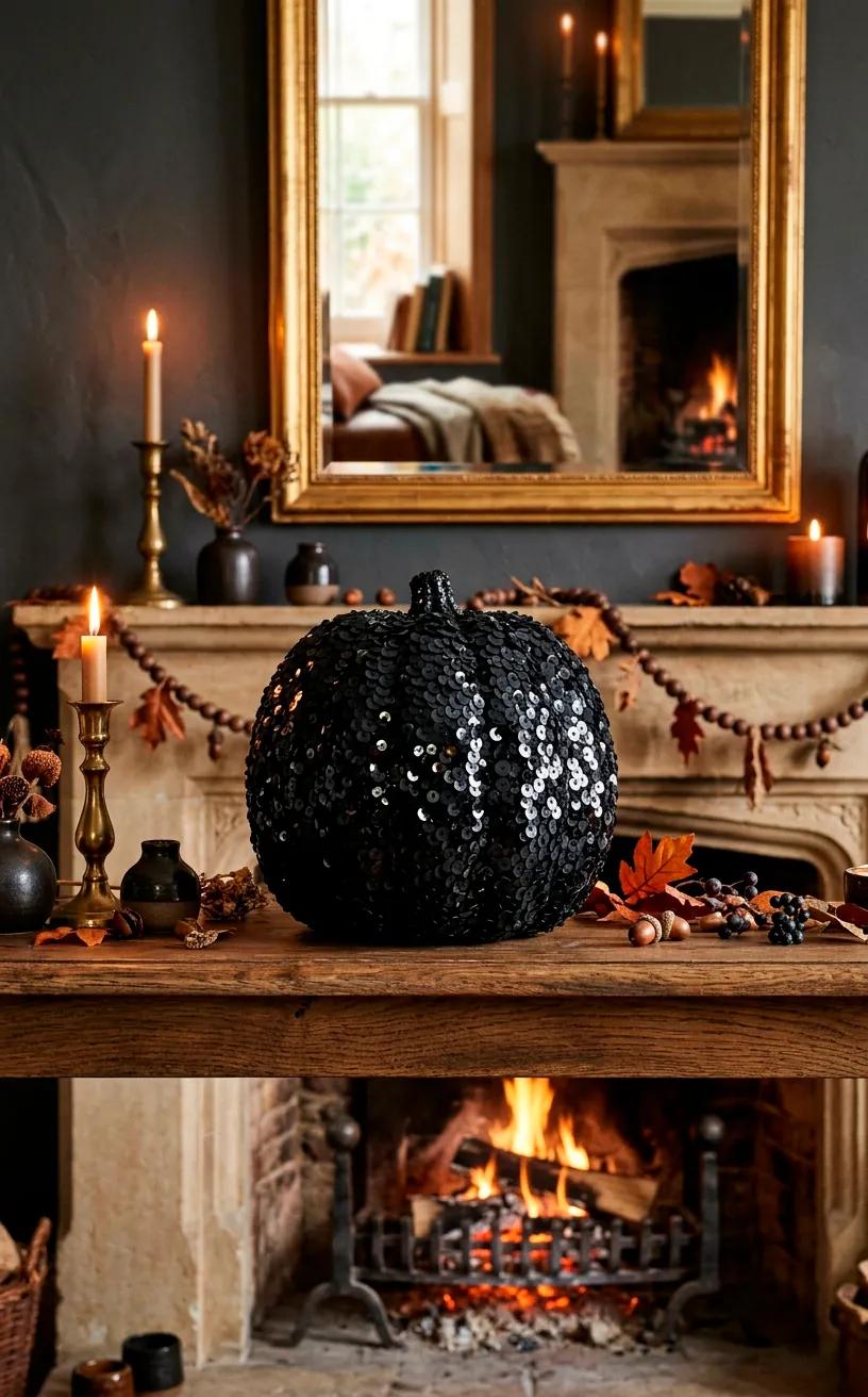 15 Glamorous Sequin-Covered Halloween Pumpkins for a Chic Mantel - SpaceOfMuse