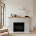 Minimalist Japandi Valentine's Day mantel decor featuring blush taper candles, wabi-sabi vases, and organic wood textures.