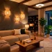 Cozy living room illuminated by DIY rattan wall sconces with no wiring required