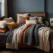 Beautifully styled Twin XL bed transformed into a cozy sanctuary with layered earthy linens and chunky blankets.