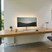 Minimalist home office setup featuring hidden technology and zero visible cables.