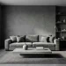 Sophisticated tiny living room designed in monochromatic gray tones with natural light