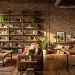 Rustic industrial loft interior featuring reclaimed wood and iron pipe furniture.